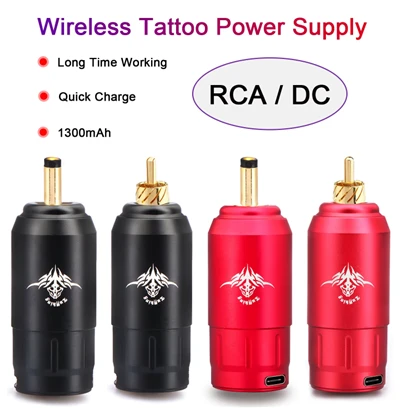 Tatuointiakun pitkä käyttöikä 1300 MAh Kannettava RCA/DC-liitäntä